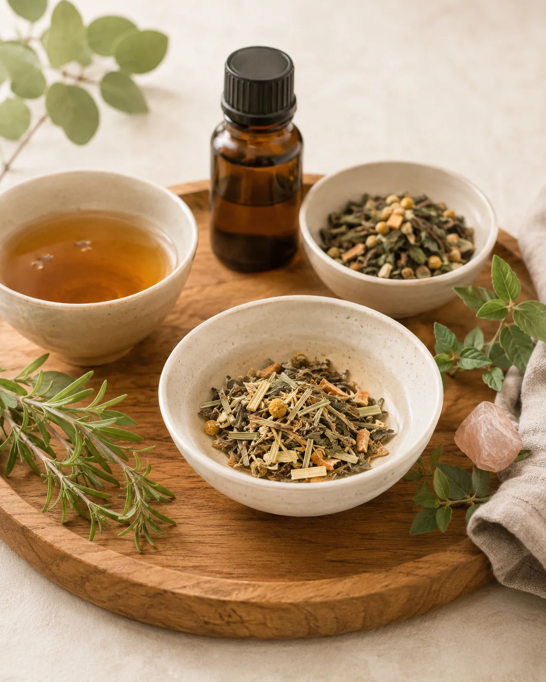 お茶や薬膳の食材を前にした整えの時間