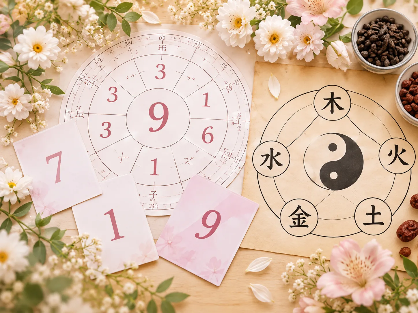 数秘のチャートと五行の図